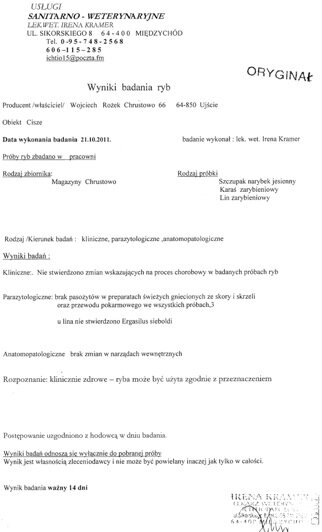 Wyniki badania ryb
